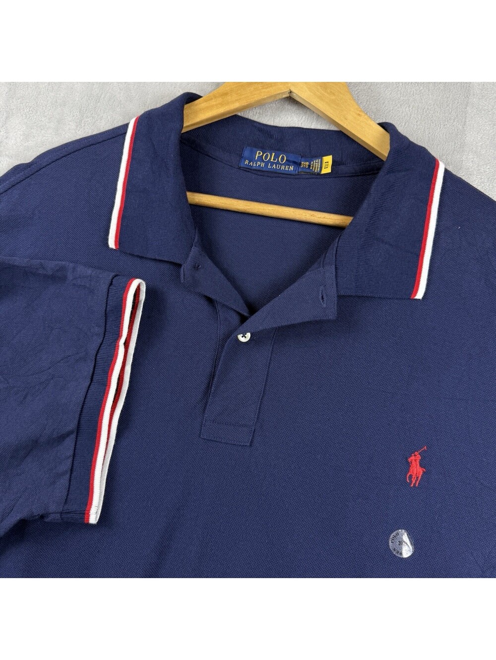 Polo Ralph Lauren Men’s 3XB Navy Blue Polo Shirt Red Pony Tipped Collar Big Tall